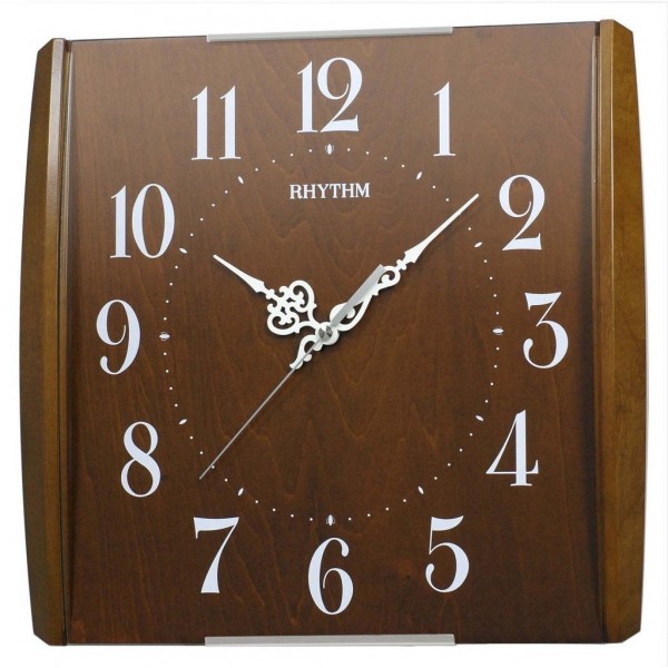 Rhythm Square Brown Clock